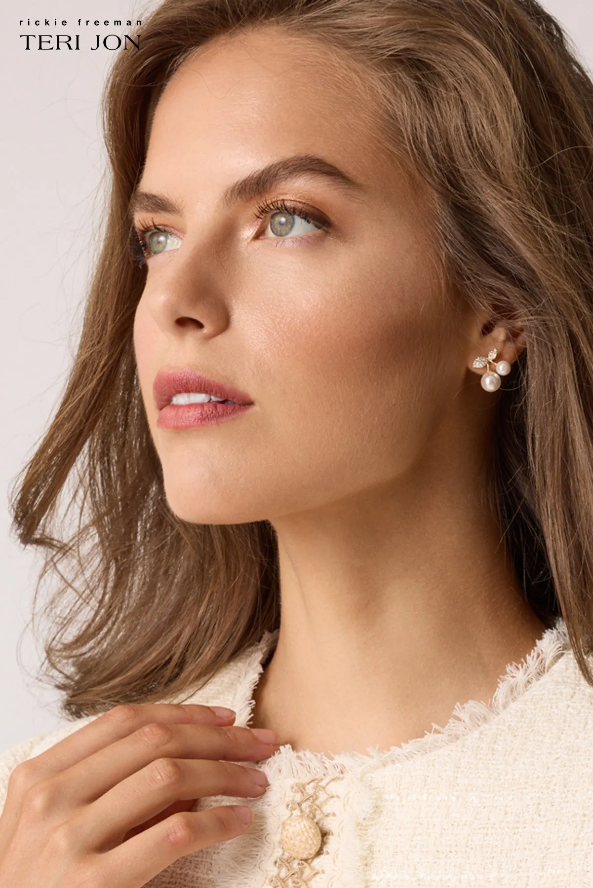 Dainty Pearl Cherry Stud Earrings sold by Teri Jon product image thumbnail 4