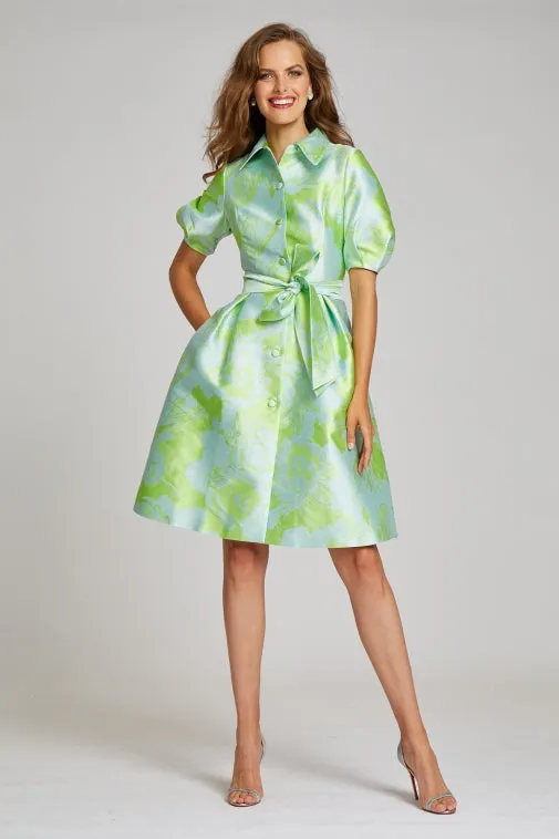 Puff Sleeve Abstract Print Collared Shirt Dress sold by Teri Jon product image thumbnail 5