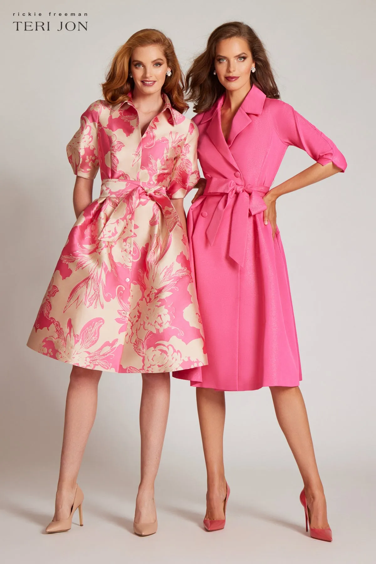 Puff Sleeve Abstract Print Collared Shirt Dress sold by Teri Jon product image thumbnail 4