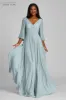 Chiffon Puff Sleeve Pleated VNeck Gown sold by Teri Jon