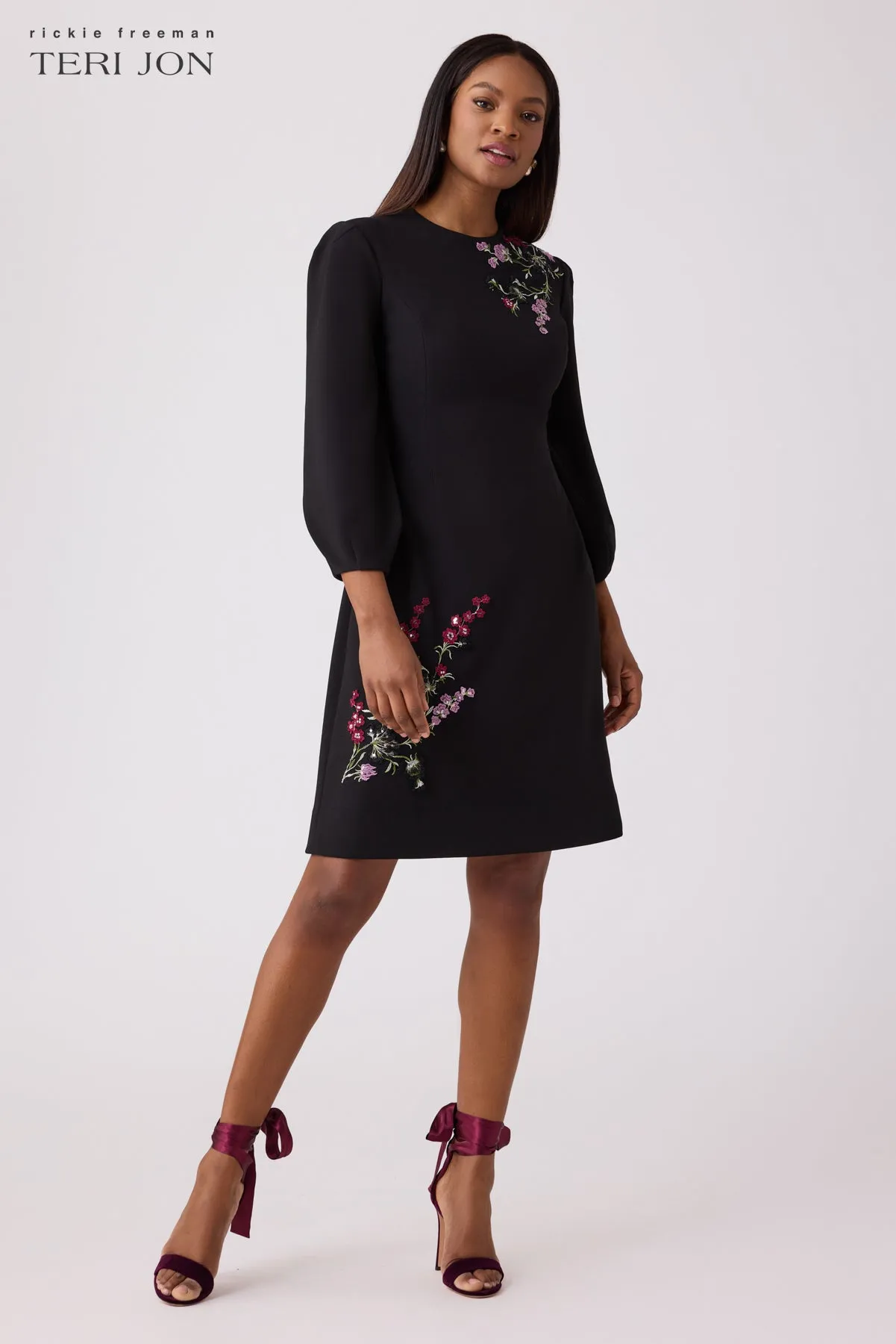 Floral Crepe Applique Dress sold by Teri Jon product image thumbnail 2