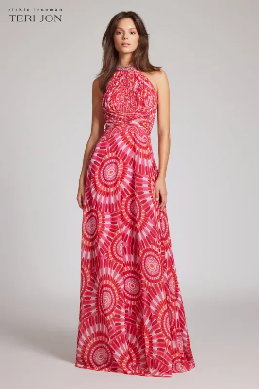 Chiffon Beaded Halter Gown sold by Teri Jon