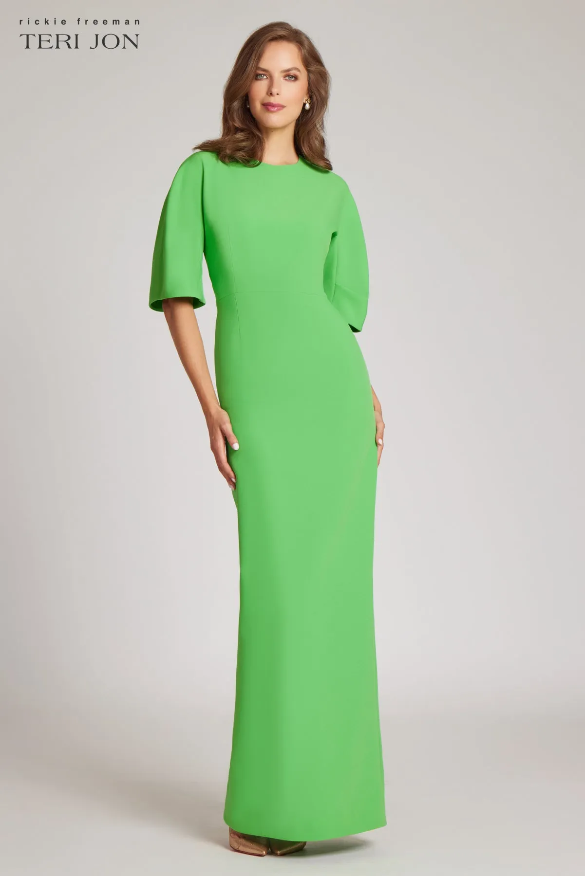 Crepe Fitted Sleeve Gown sold by Teri Jon product image thumbnail 2