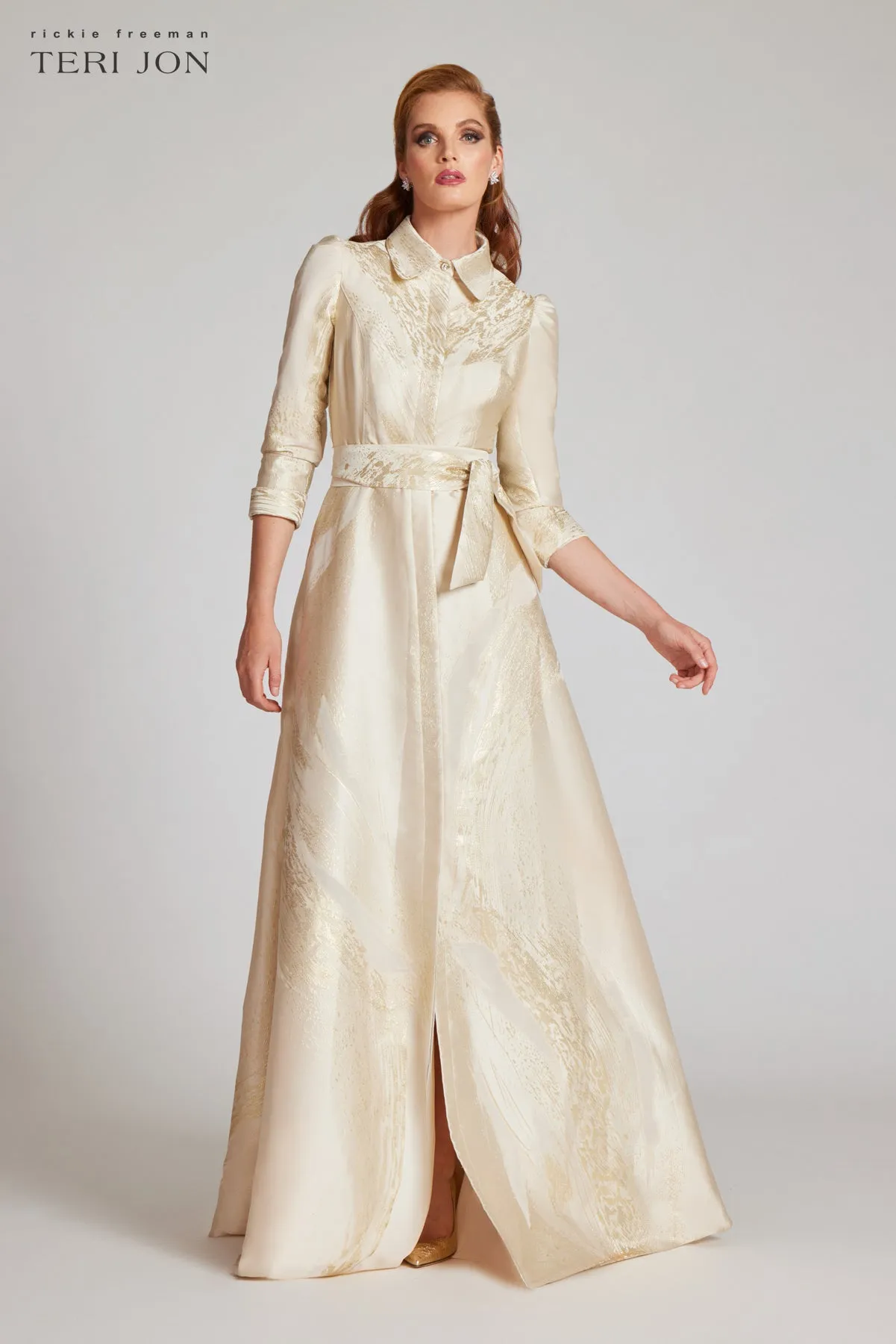 Metallic Jacquard Shirtdress Gown sold by Teri Jon product image thumbnail 5