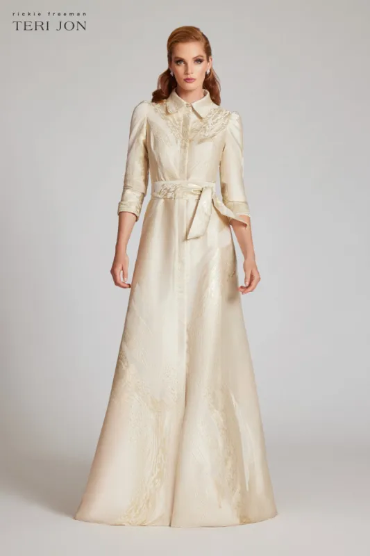 Metallic Jacquard Shirtdress Gown sold by Teri Jon