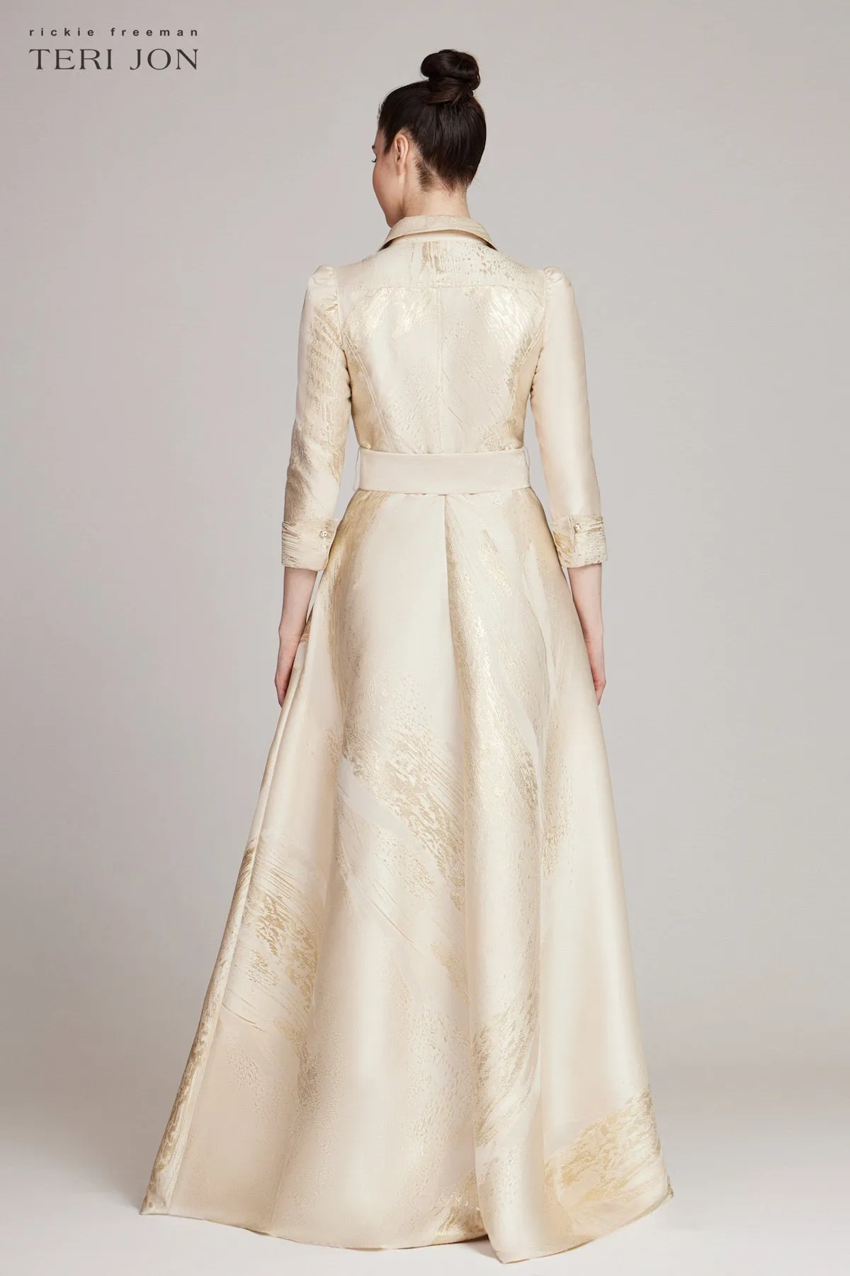 Metallic Jacquard Shirtdress Gown sold by Teri Jon product image thumbnail 4