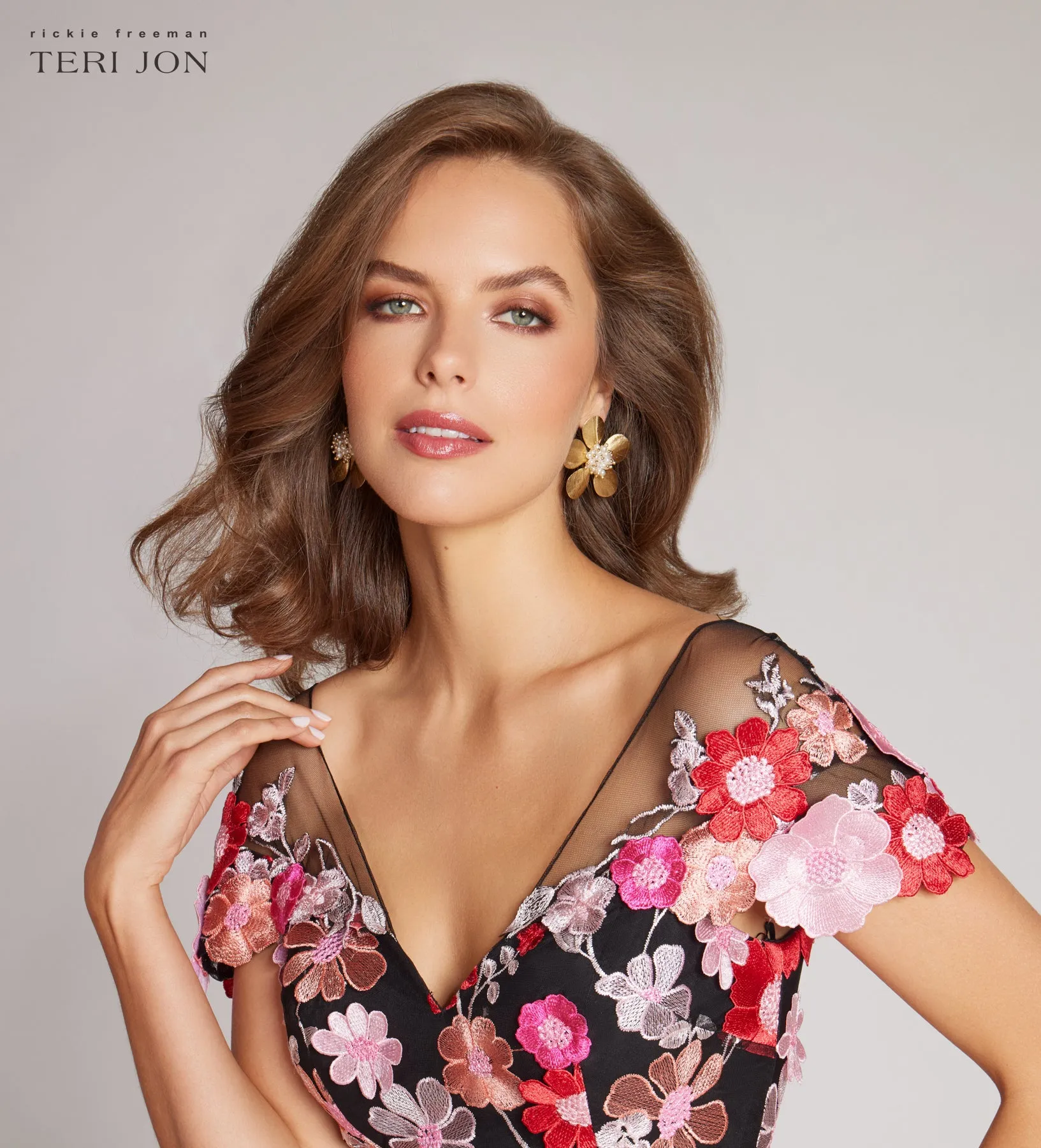 Tropical Pearl Flower Earrings sold by Teri Jon product image thumbnail 2