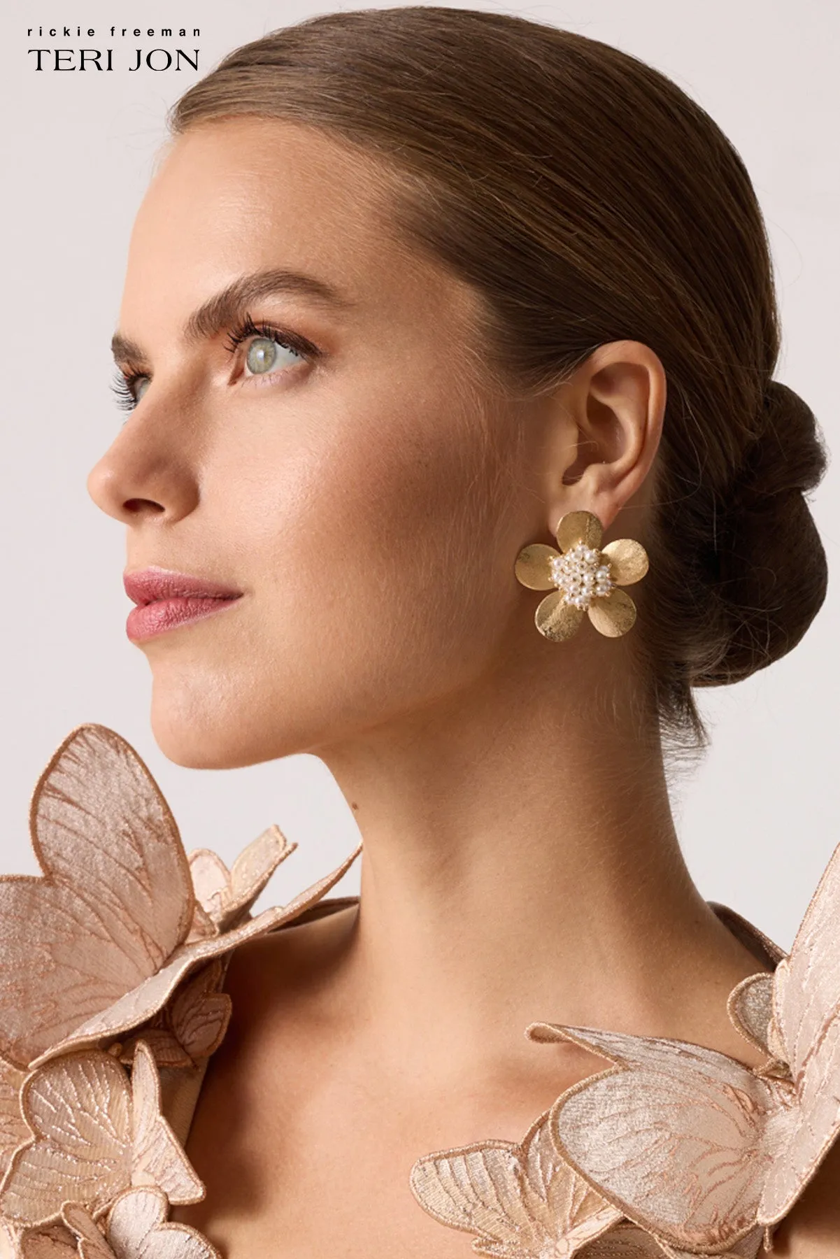 Tropical Pearl Flower Earrings sold by Teri Jon product image thumbnail 3