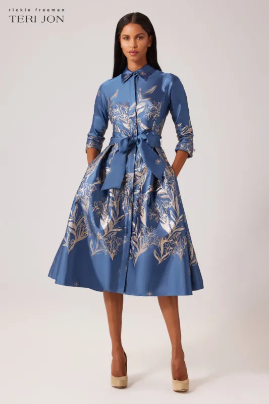 Metallic Jacquard Cocktail Shirt Dress sold by Teri Jon
