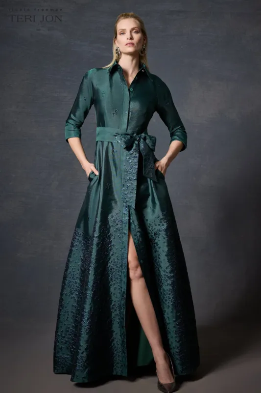 Jacquard Border Floral Shirtdress sold by Teri Jon