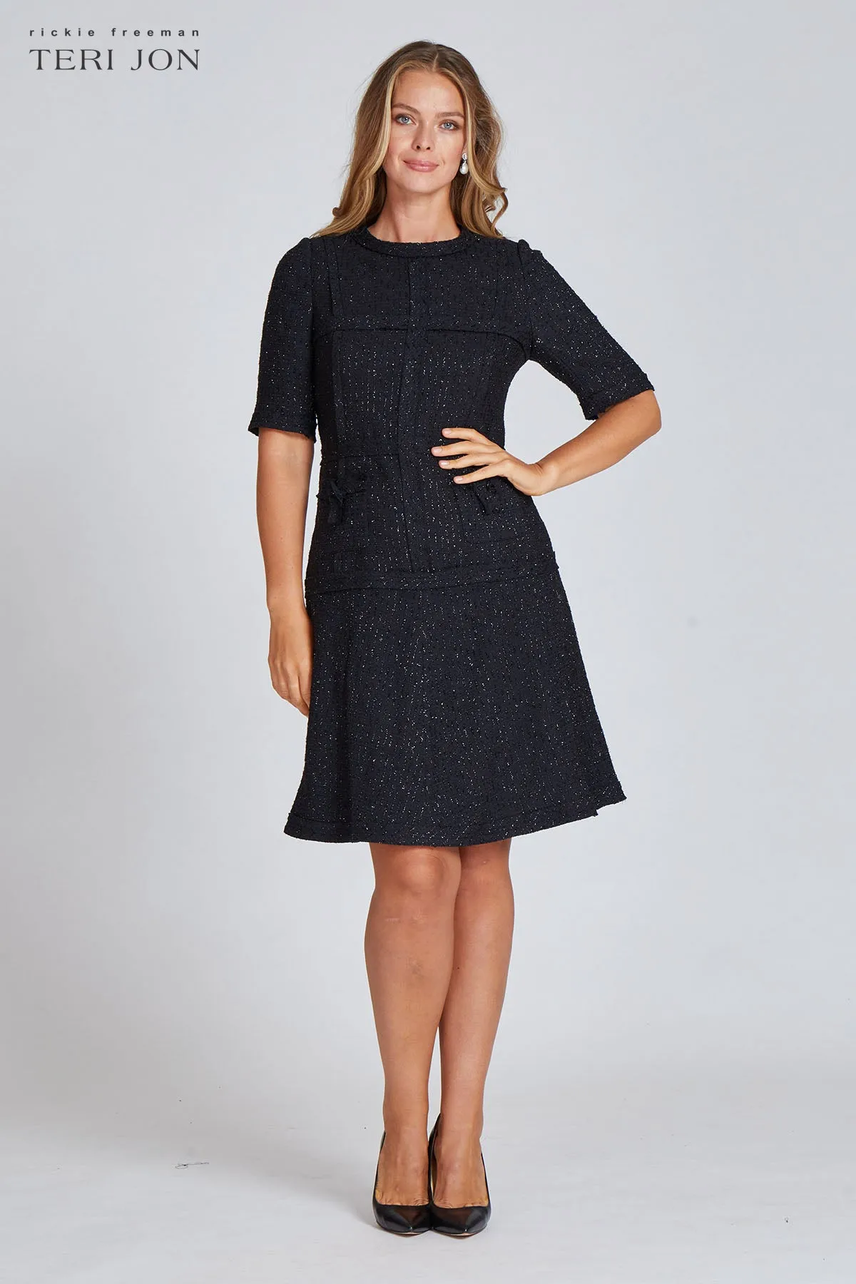 Tweed Dress with Metallic Trim sold by Teri Jon product image thumbnail 2