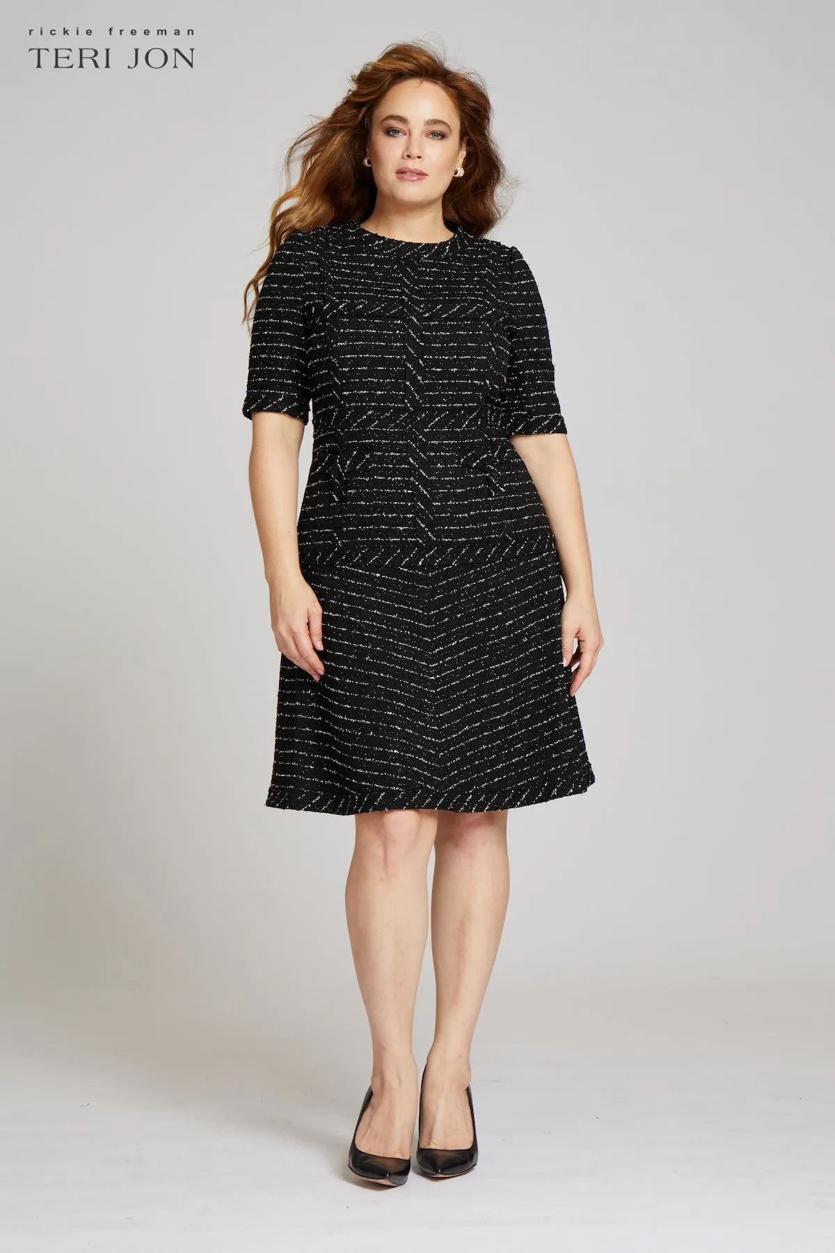 Tweed Dress with Metallic Trim sold by Teri Jon product image thumbnail 3