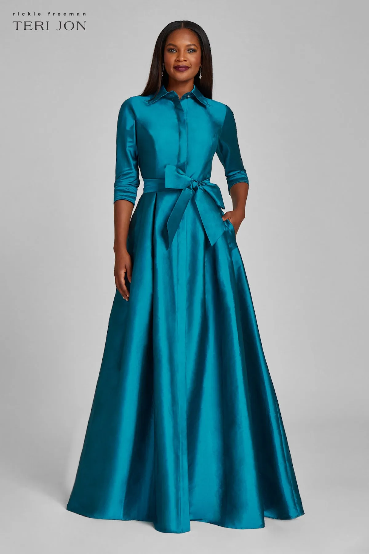 Taffeta Shirt Waist Gown sold by Teri Jon product image thumbnail 4