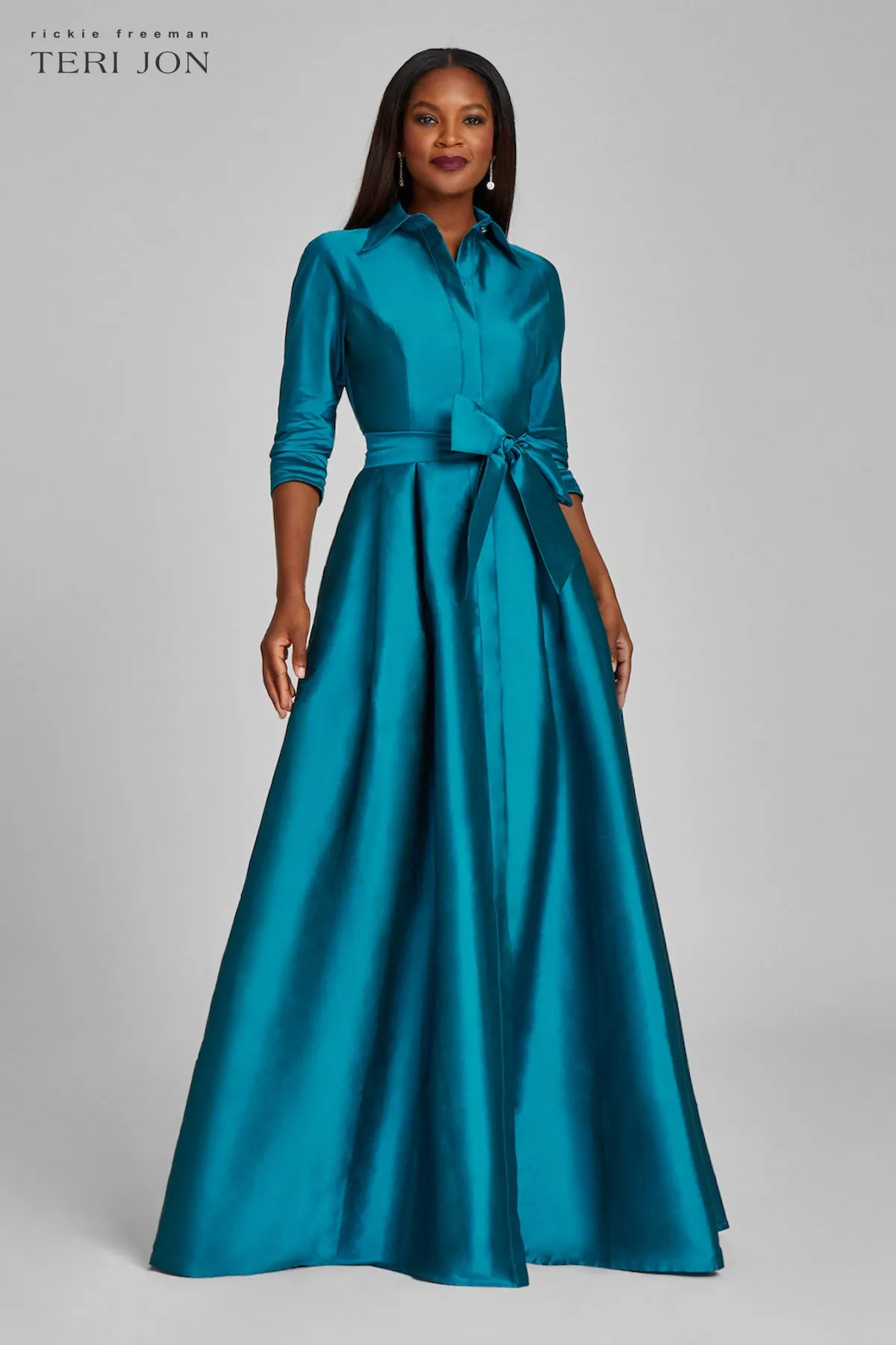 Taffeta Shirt Waist Gown sold by Teri Jon product image thumbnail 3