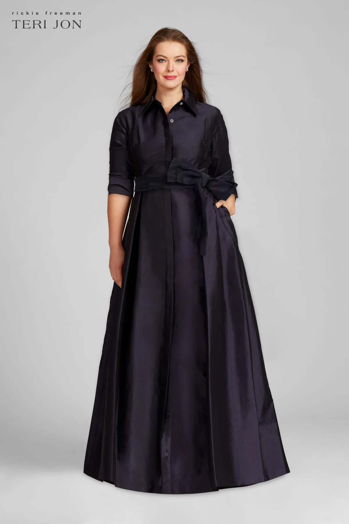 Taffeta Shirt Waist Gown sold by Teri Jon product image thumbnail 2