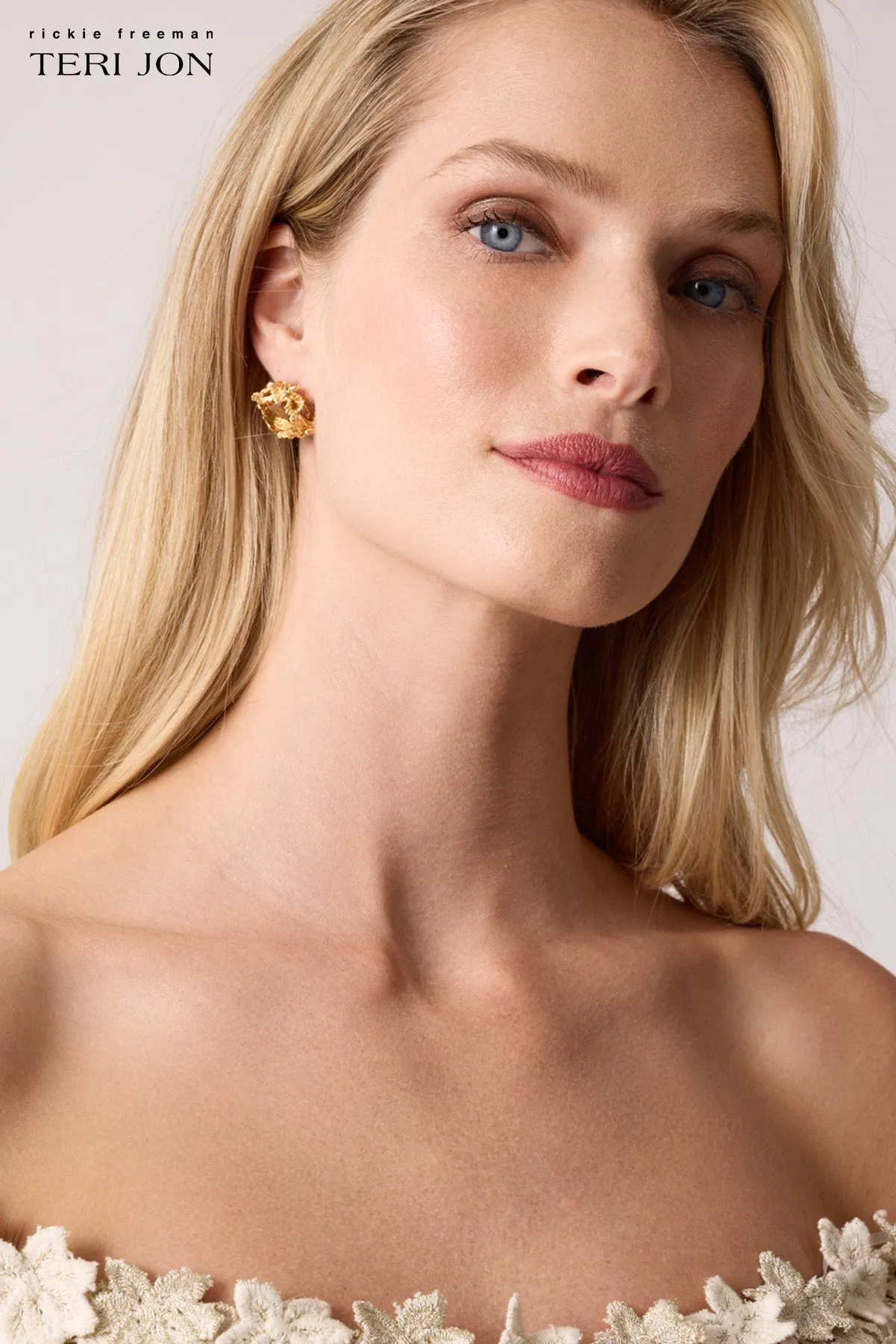 Gold Stud Earrings sold by Teri Jon product image thumbnail 3