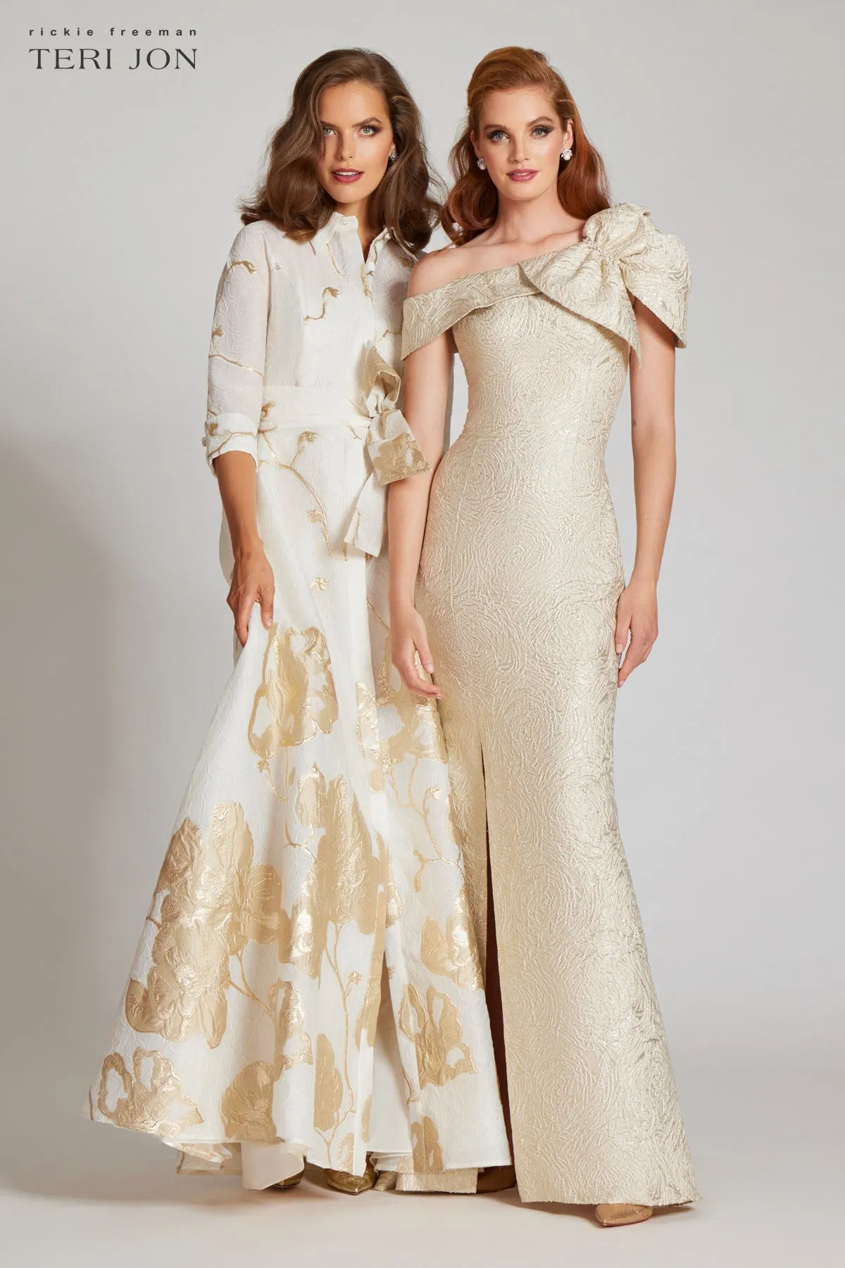 Metallic Jacquard Asymmetrical Gown sold by Teri Jon product image thumbnail 4