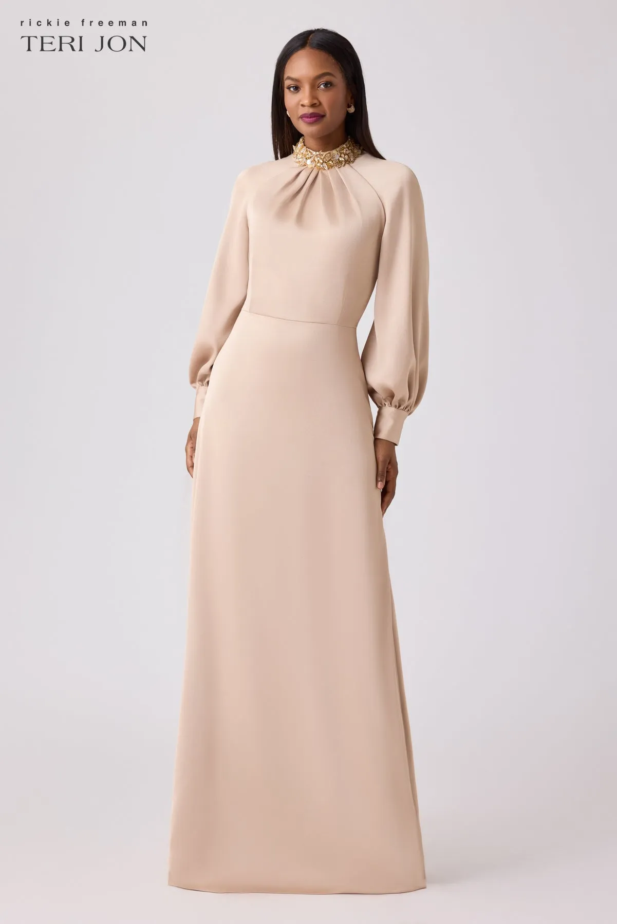 Crepe Back Satin A-line Evening Gown sold by Teri Jon