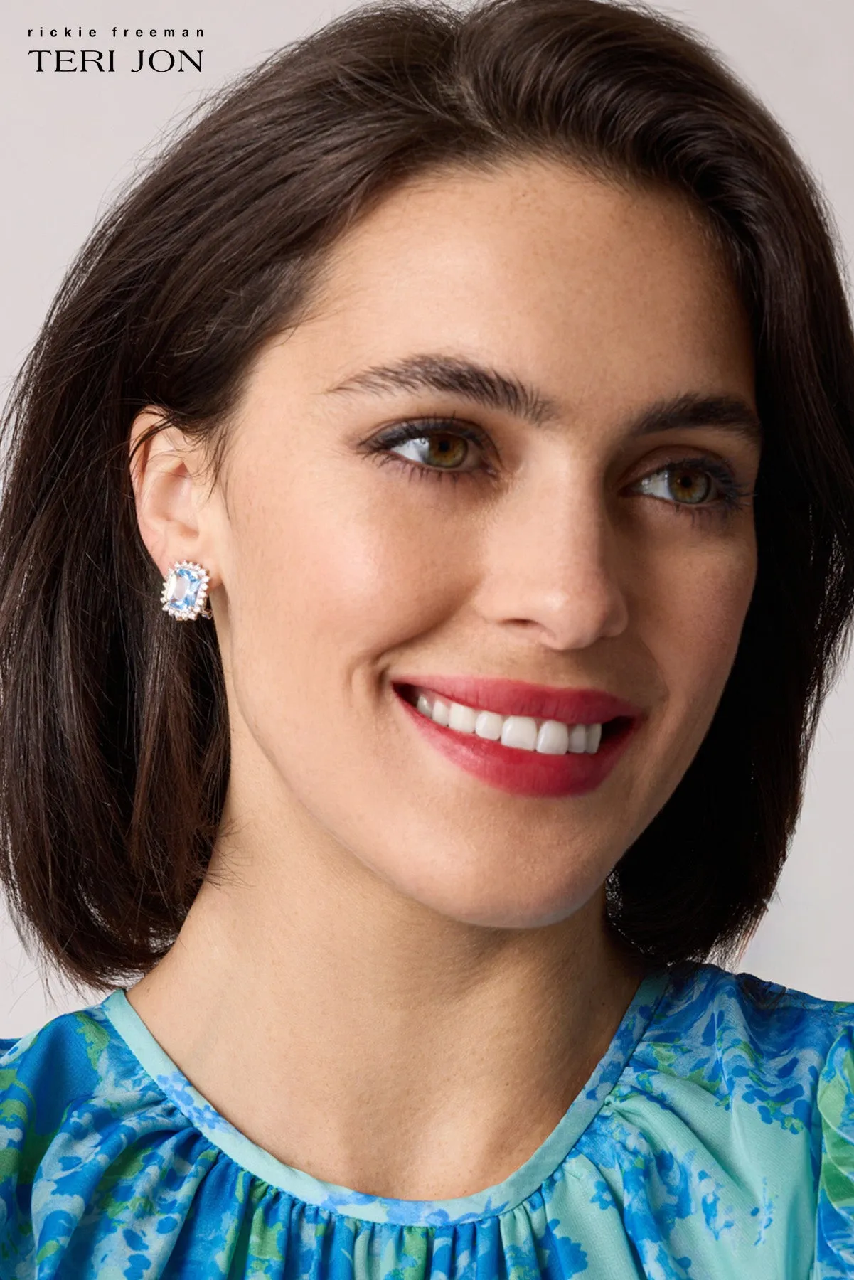 Cushion-Cut Stone and Crystal Earrings sold by Teri Jon product image thumbnail 2