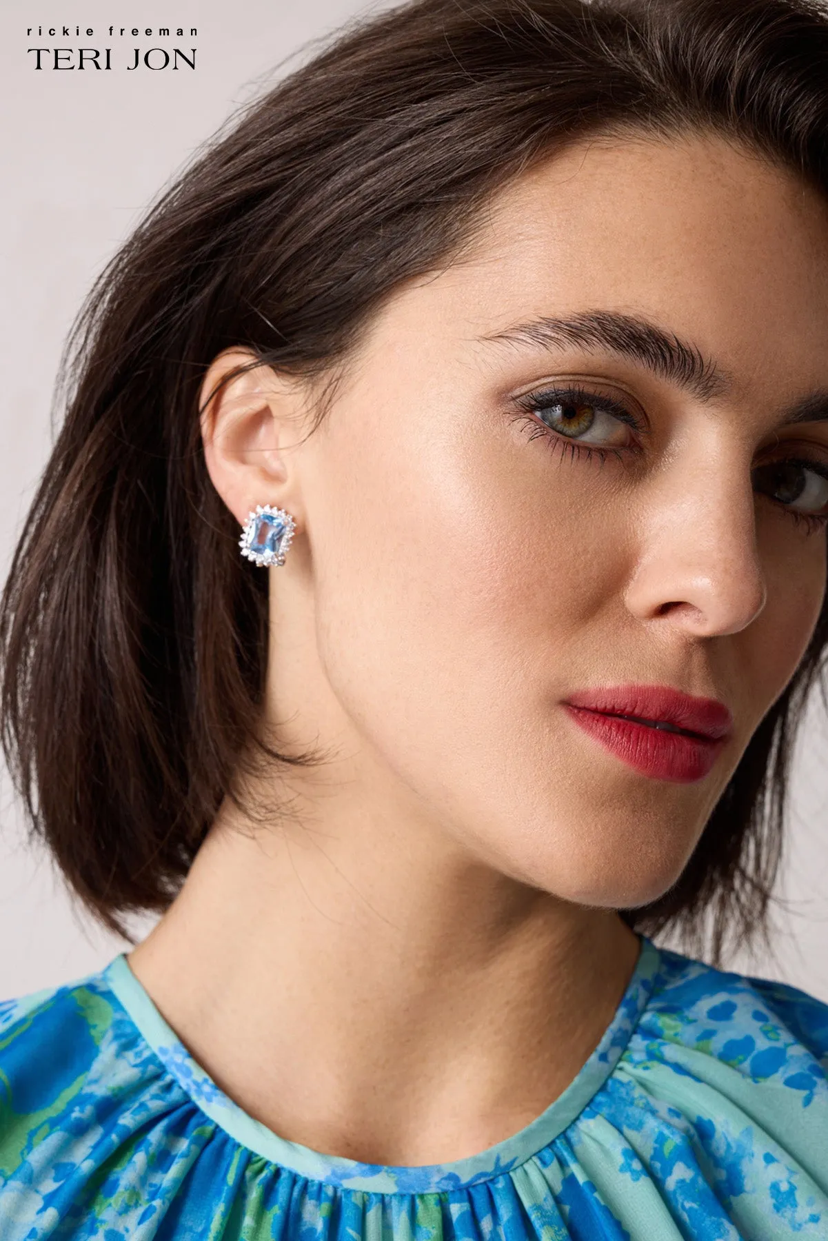 Cushion-Cut Stone and Crystal Earrings sold by Teri Jon product image thumbnail 3