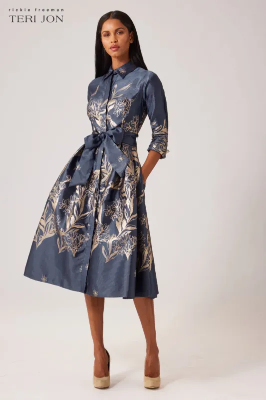 Metallic Jacquard Cocktail Shirt Dress sold by Teri Jon