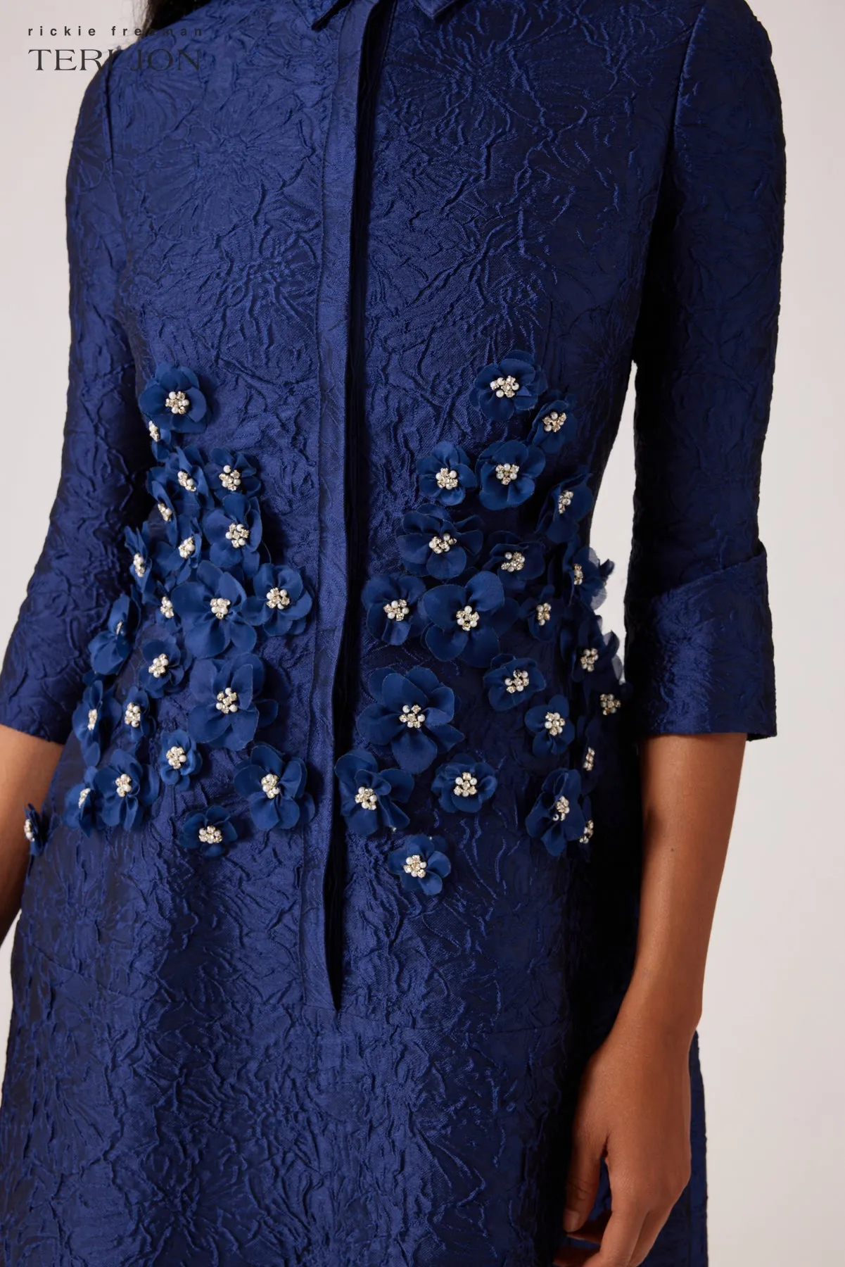 Jacquard Shirt Dress With Jewel Appliques sold by Teri Jon product image thumbnail 3
