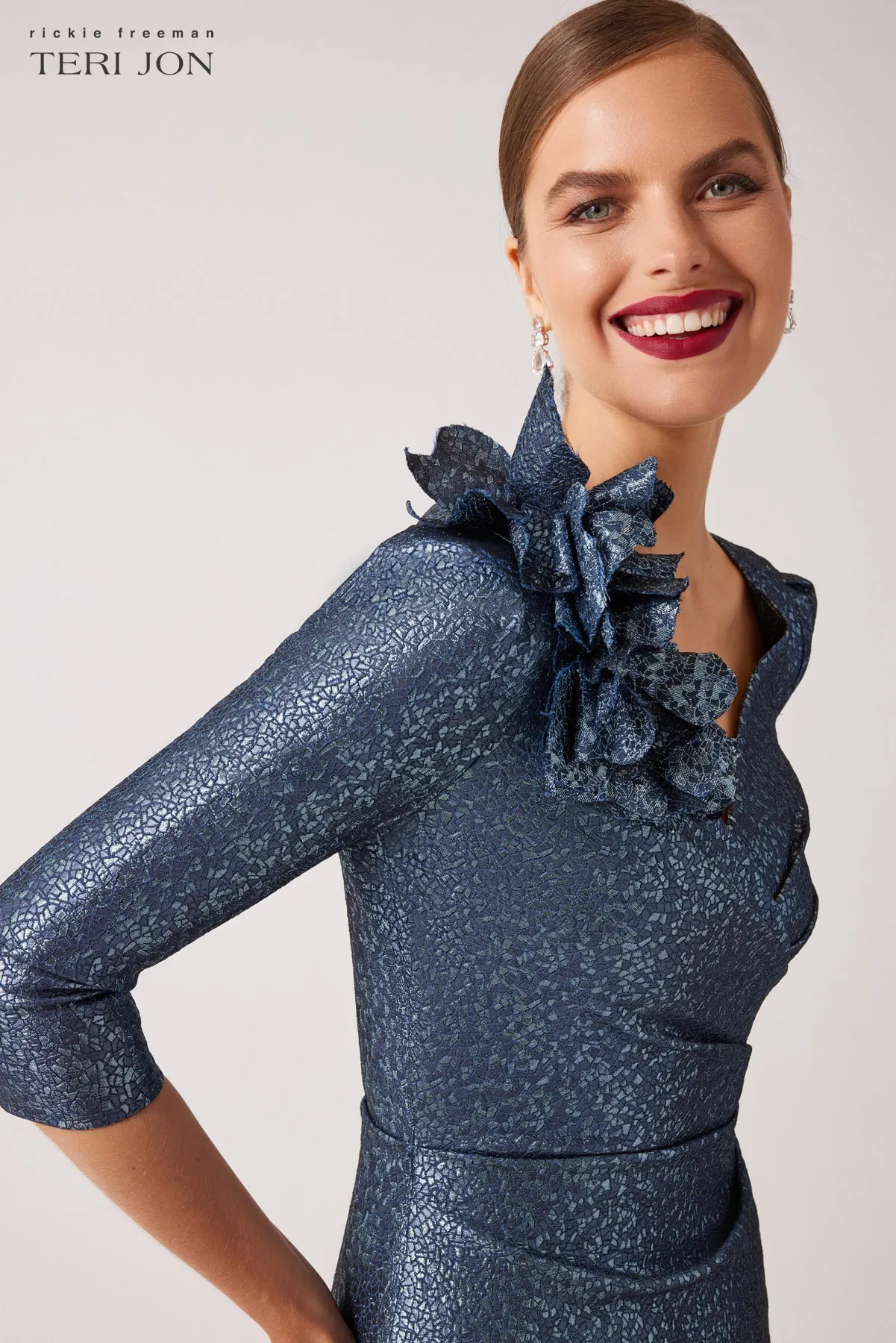 Stretch Metallic Formal Evening Gown sold by Teri Jon product image thumbnail 4