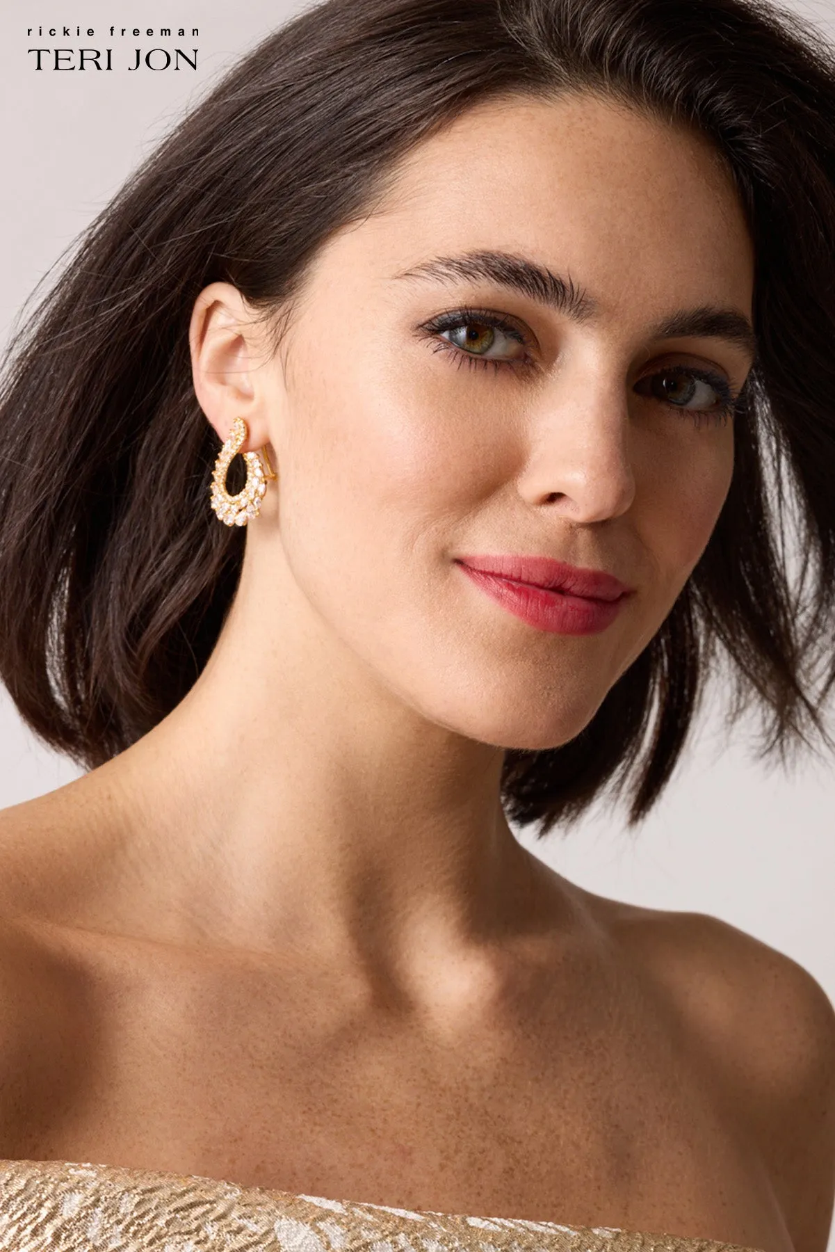 Open Teardrop Cluster Earrings sold by Teri Jon product image thumbnail 4