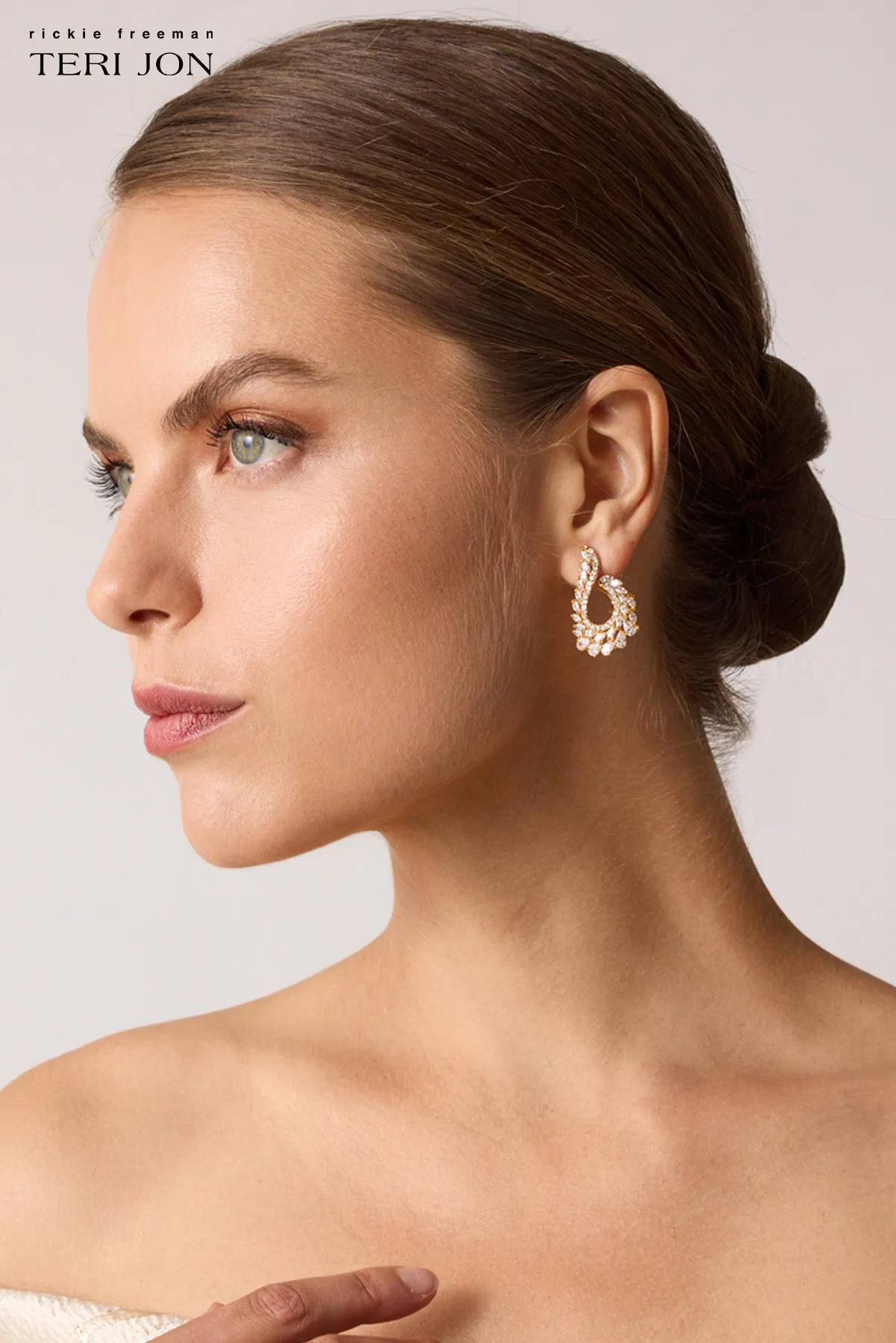 Open Teardrop Cluster Earrings sold by Teri Jon product image thumbnail 5