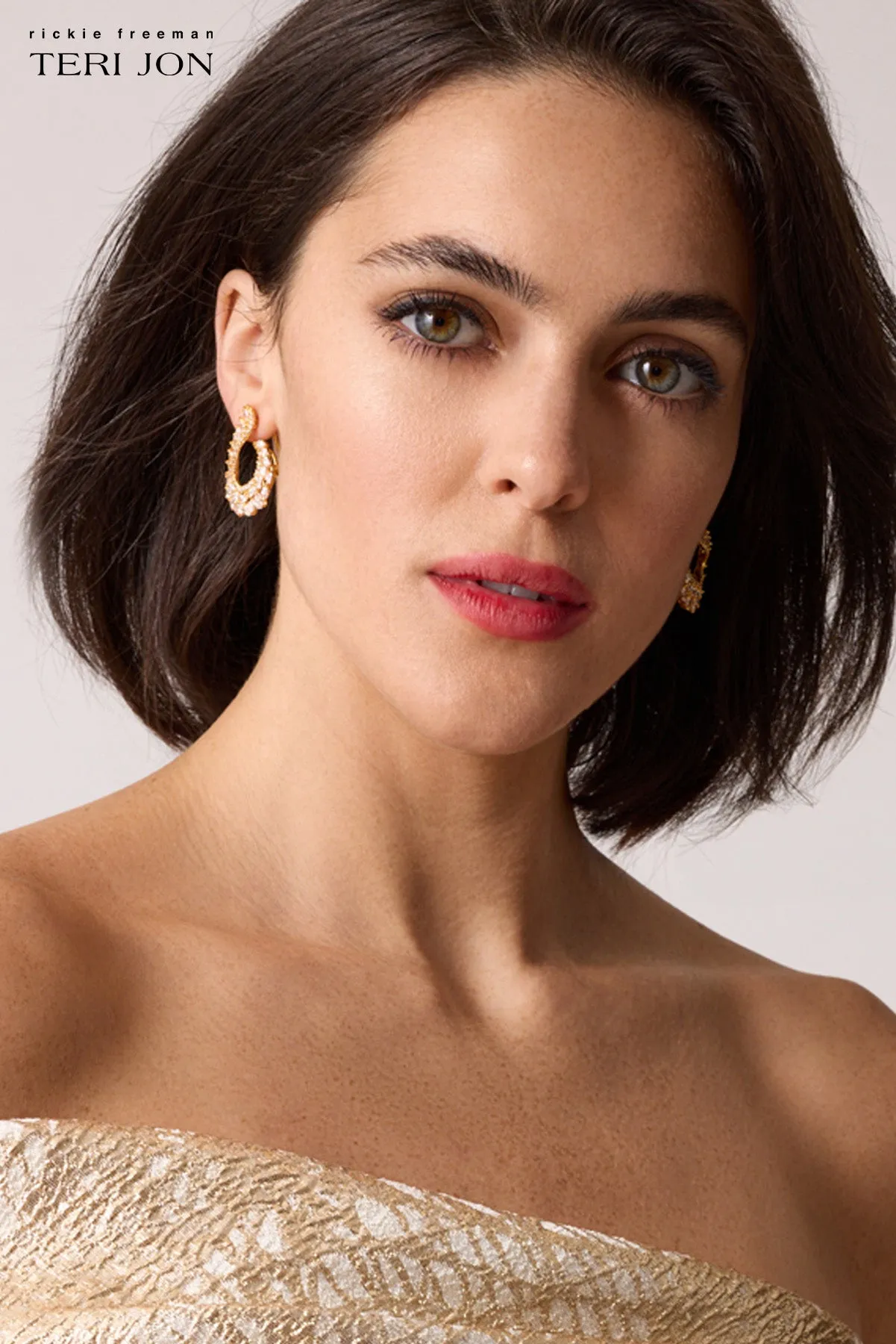 Open Teardrop Cluster Earrings sold by Teri Jon product image thumbnail 3