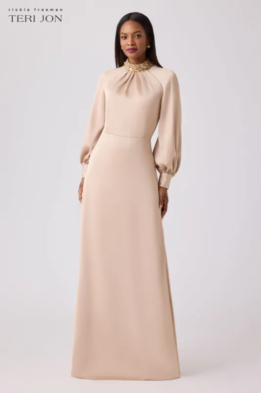 Crepe Back Satin A-line Evening Gown sold by Teri Jon