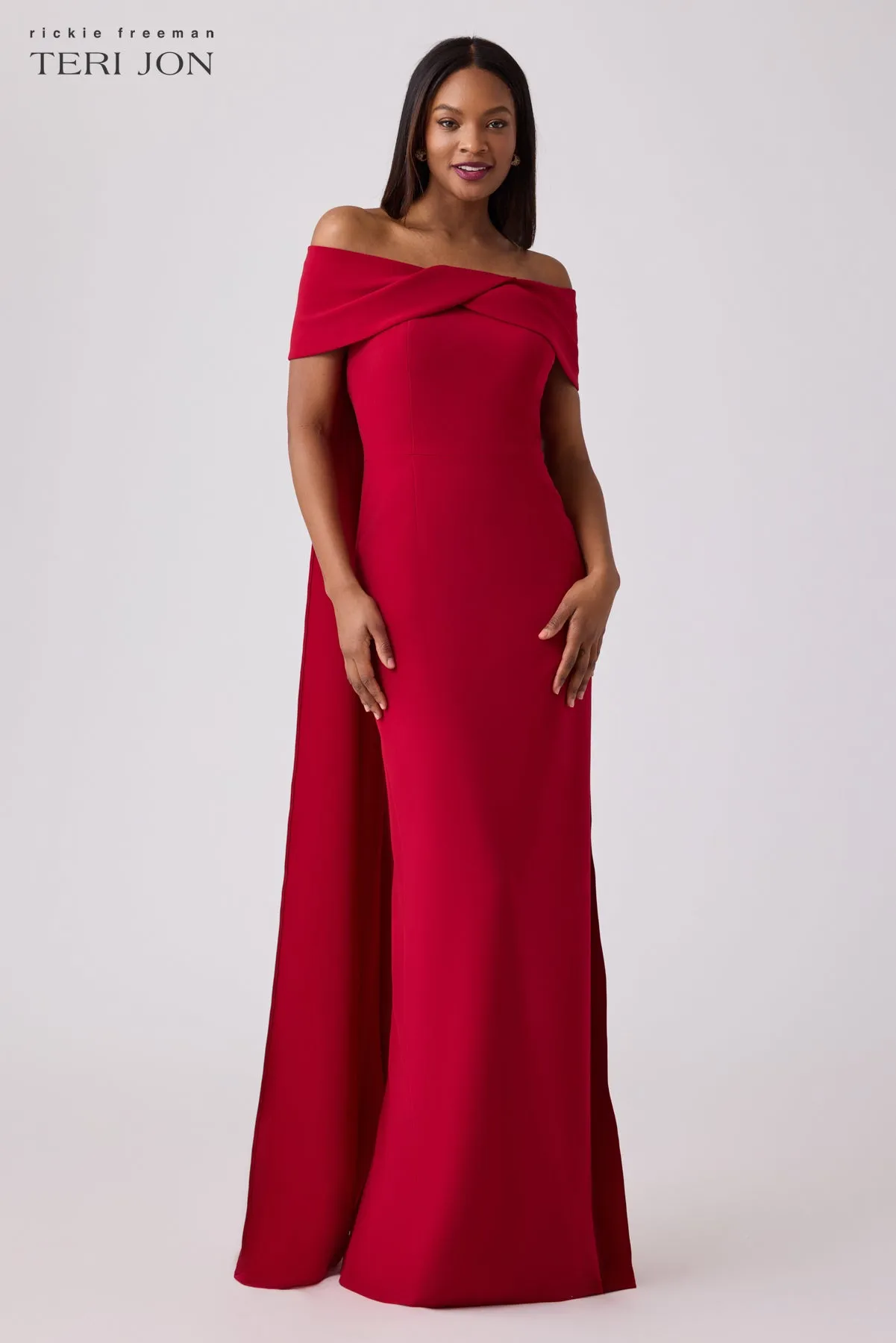 Formal Crepe Train Evening Gown sold by Teri Jon product image thumbnail 2