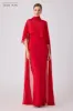 Crepe Slip Bodice Gown With Chiffon Cape Overlay sold by Teri Jon