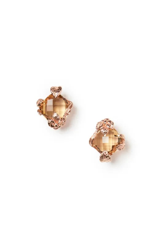 Rose Gold-Plated Stud Earrings with Topaz Crystal sold by Teri Jon