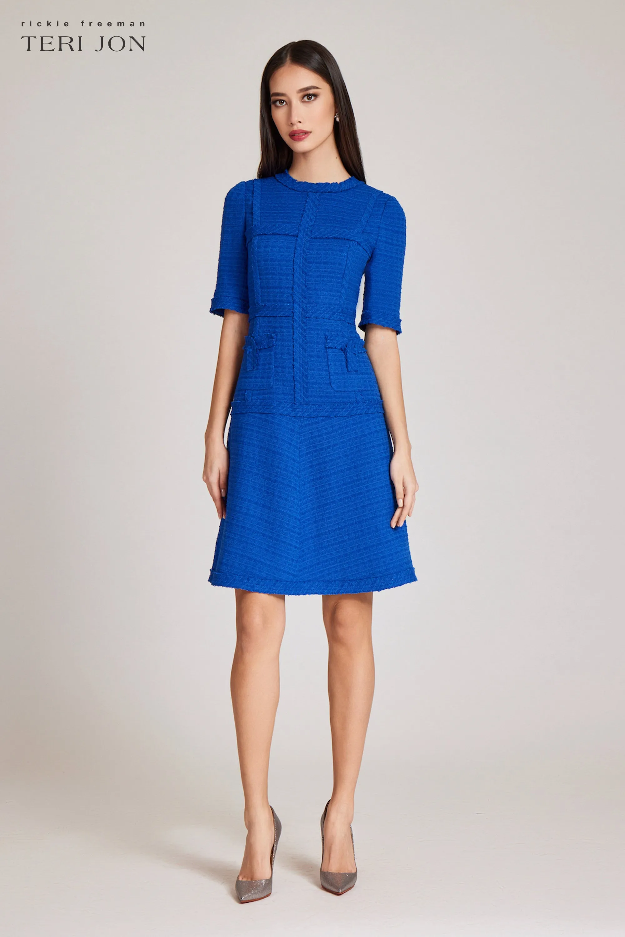 Tweed Geometric Stripe Dress sold by Teri Jon product image thumbnail 3