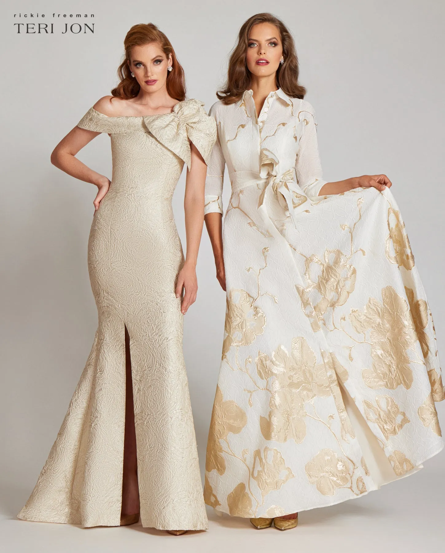 Metallic Jacquard Asymmetrical Gown sold by Teri Jon product image thumbnail 3