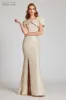 Metallic Jacquard Asymmetrical Gown sold by Teri Jon