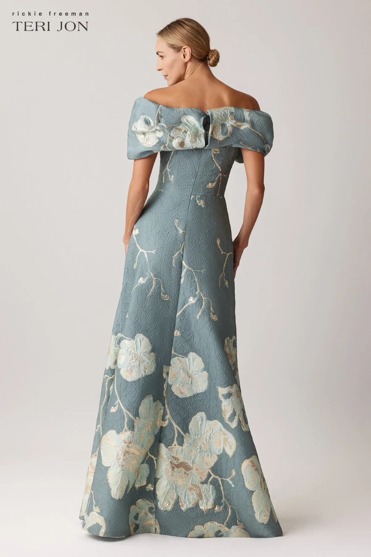 Off The Shoulder Floral Border Gown sold by Teri Jon product image thumbnail 3