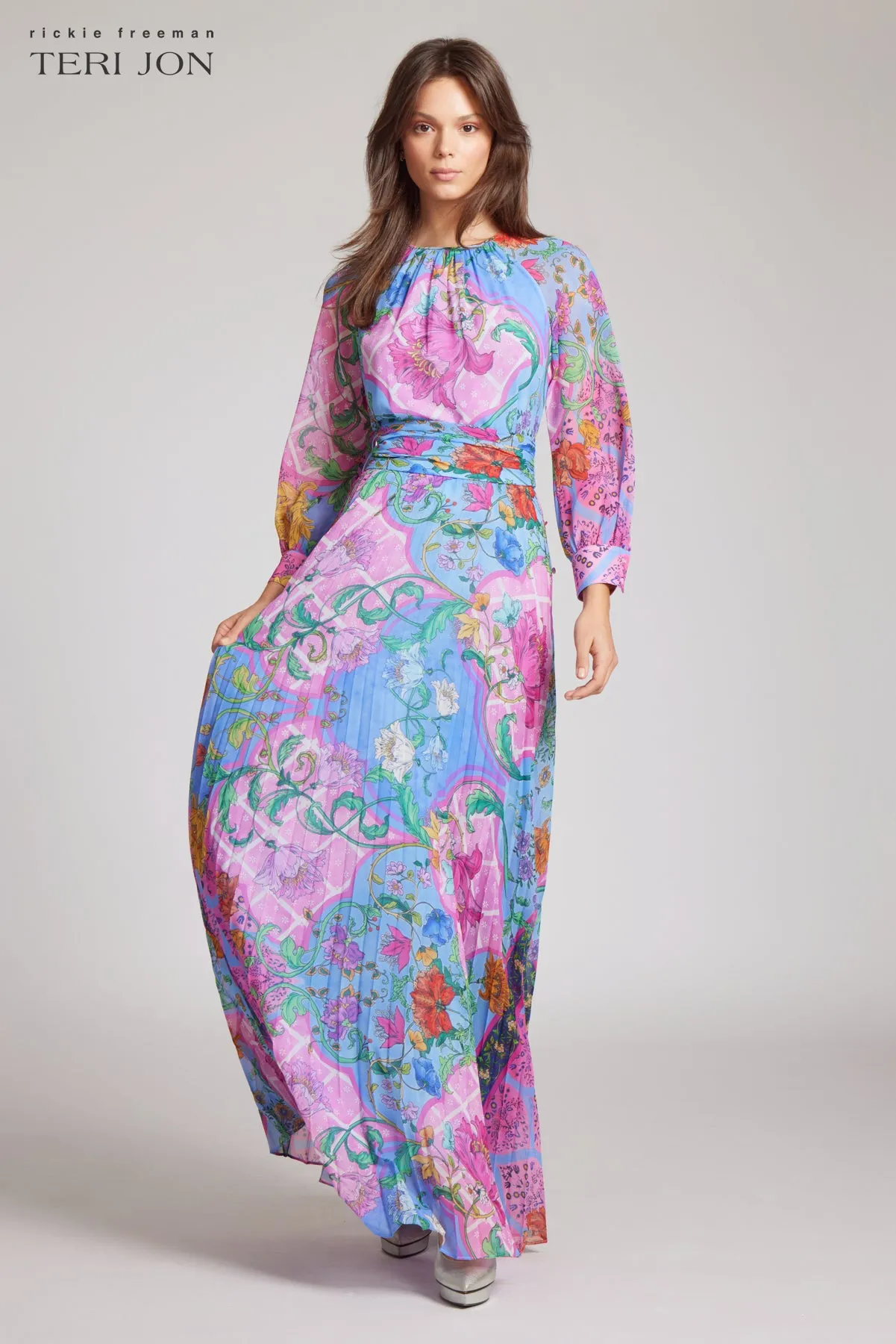 Whimsical Chiffon Floral Maxi Dress sold by Teri Jon product image thumbnail 2