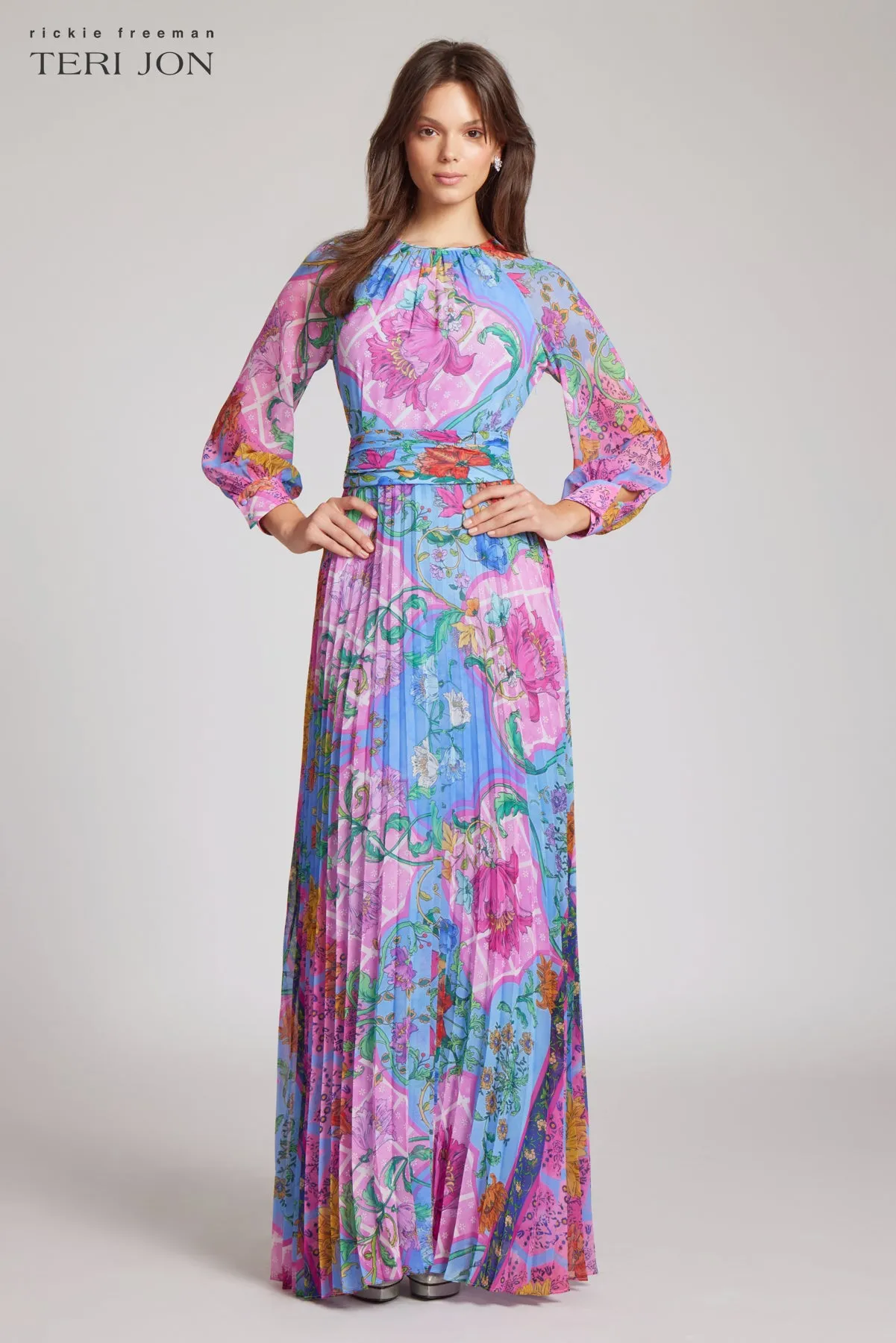 Whimsical Chiffon Floral Maxi Dress sold by Teri Jon