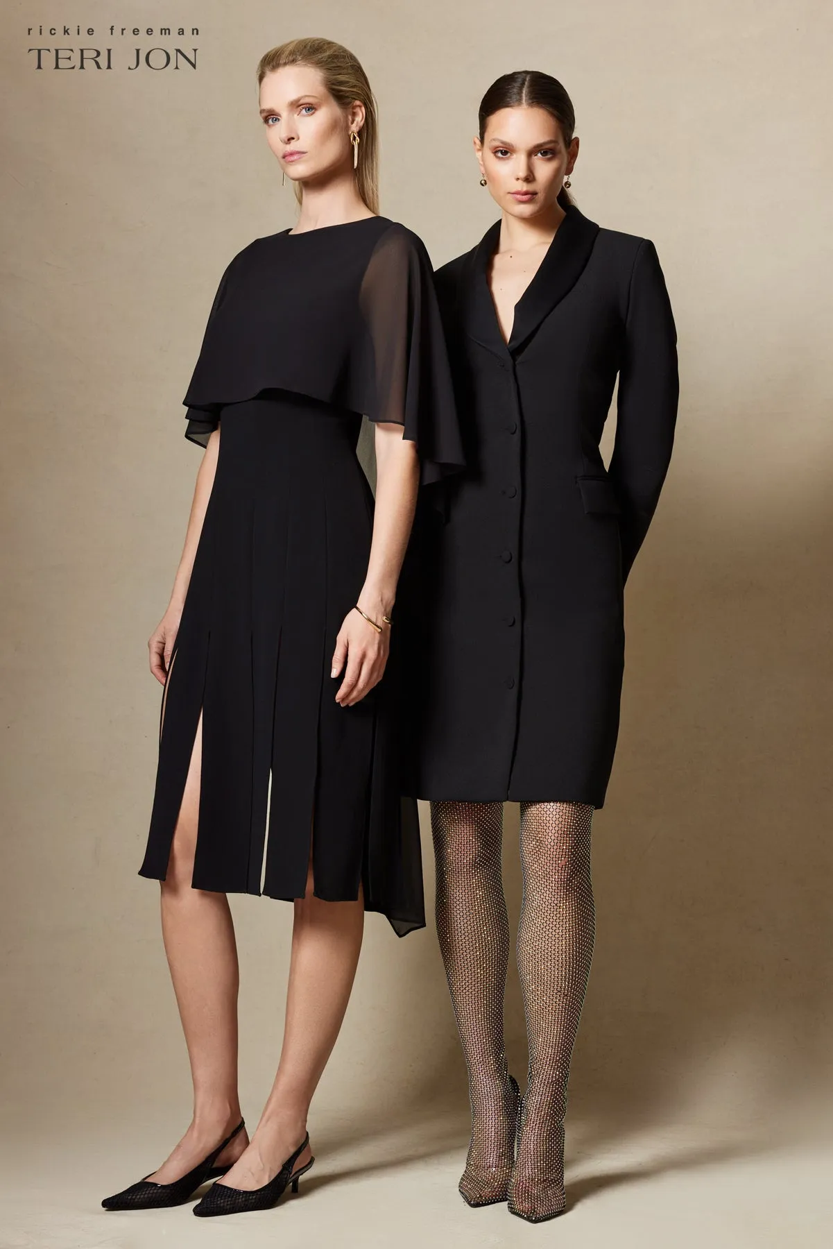 Chiffon Cape Dress With Cut Through Skirt sold by Teri Jon product image thumbnail 3