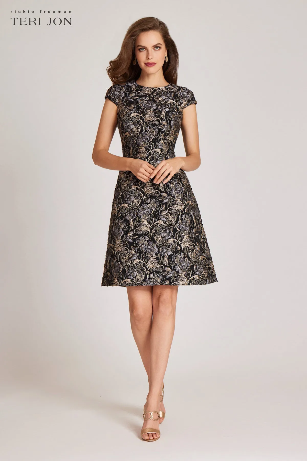 Textured Jacquard Fit N Flare Dress sold by Teri Jon