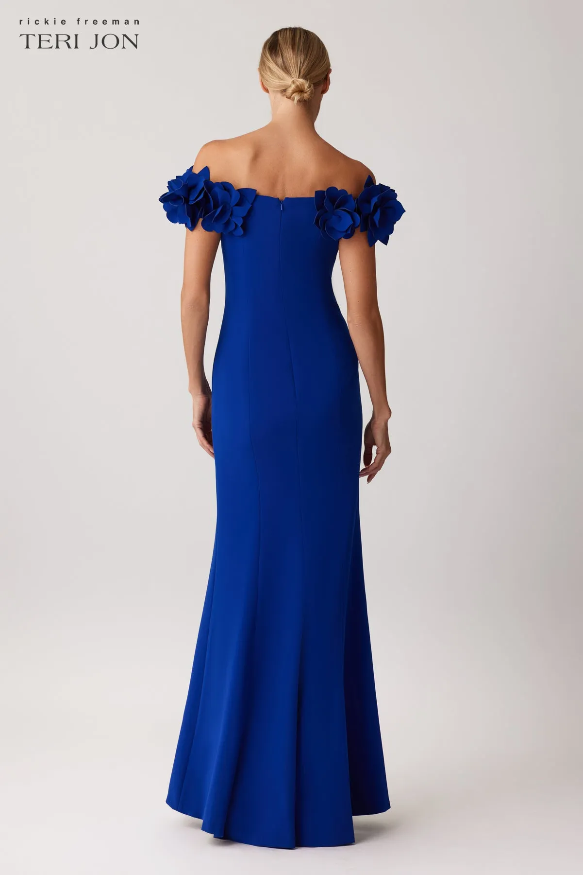 Petal Detail Crepe Stretch Gown sold by Teri Jon product image thumbnail 5