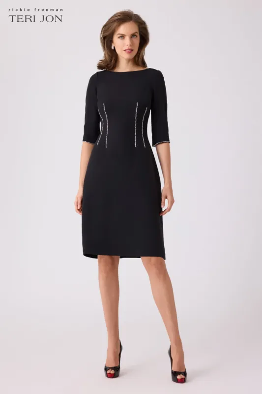 Crepe Rhinestone Trim Waist Dress sold by Teri Jon