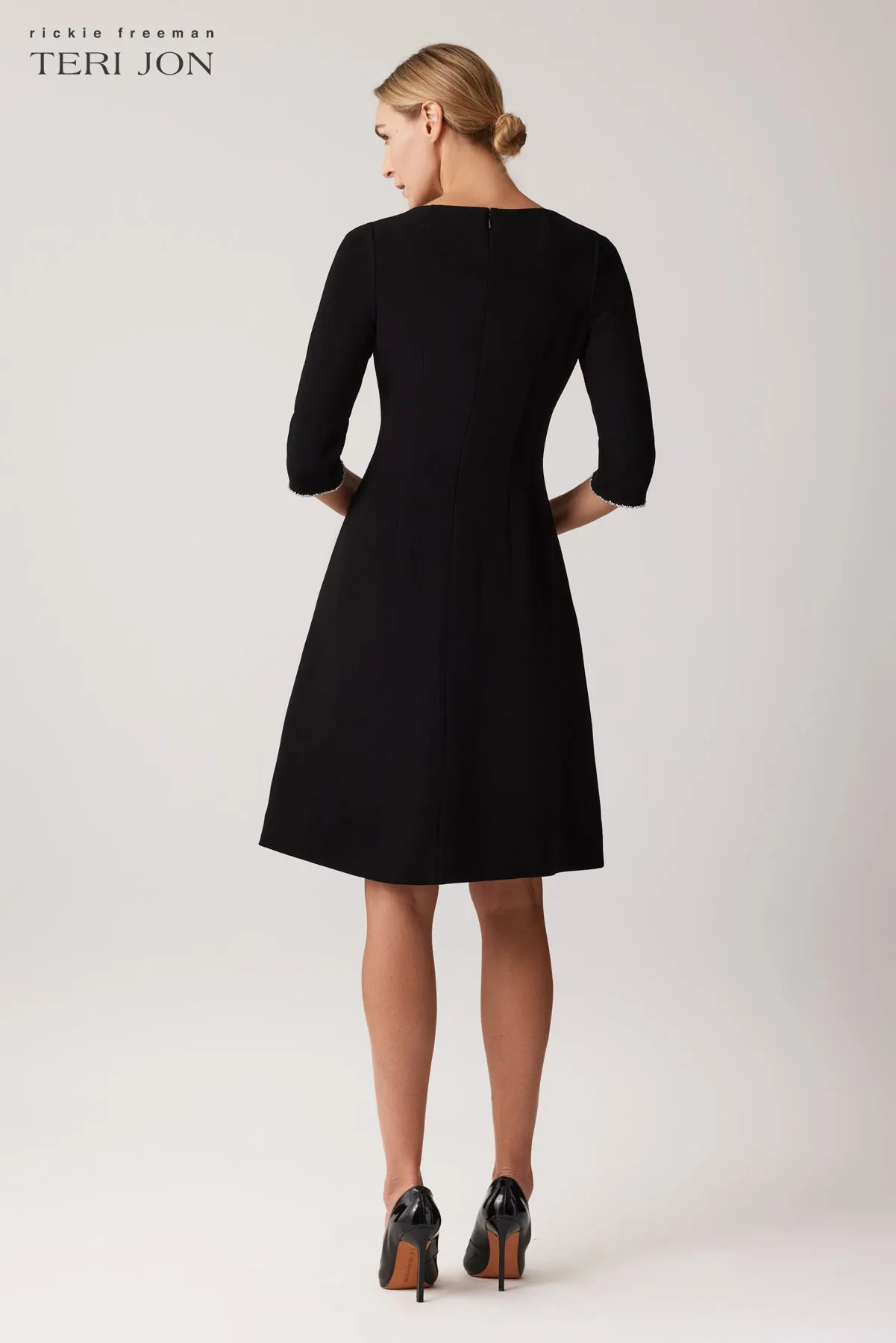 Crepe Rhinestone Trim Waist Dress sold by Teri Jon product image thumbnail 3