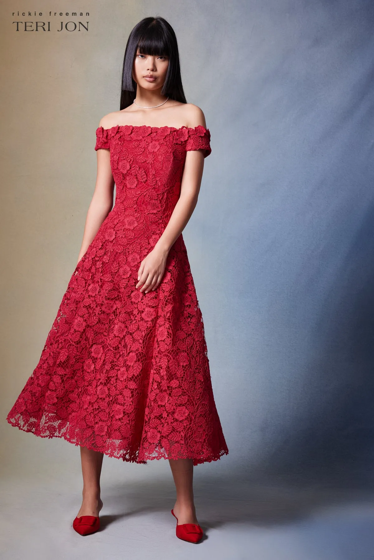 Embroidered Floral Lace Dress sold by Teri Jon