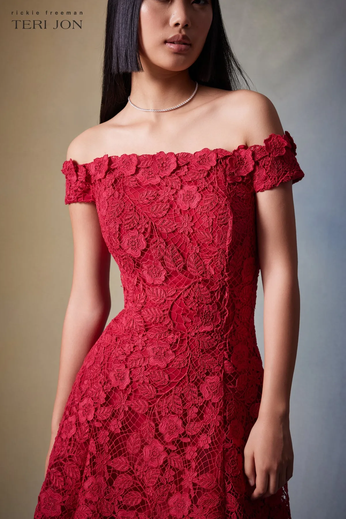 Embroidered Floral Lace Dress sold by Teri Jon product image thumbnail 5