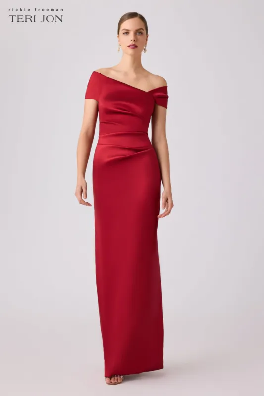 Stretch Gazar Asymmetrical Evening Dress sold by Teri Jon