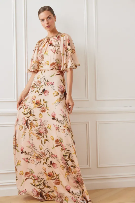 Beaded Flutter Collar Gown sold by Teri Jon