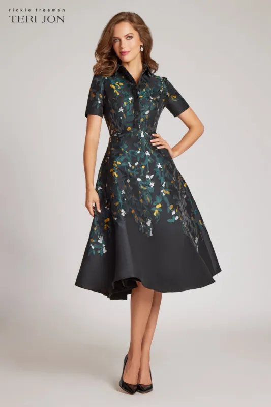 Jacquard Short Sleeve Shirt Dress sold by Teri Jon